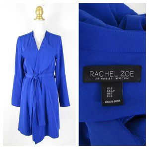 Rachel Zoe Royal Blue Belted Tie Wrap Shirt Dress Jacket Blazer Coat